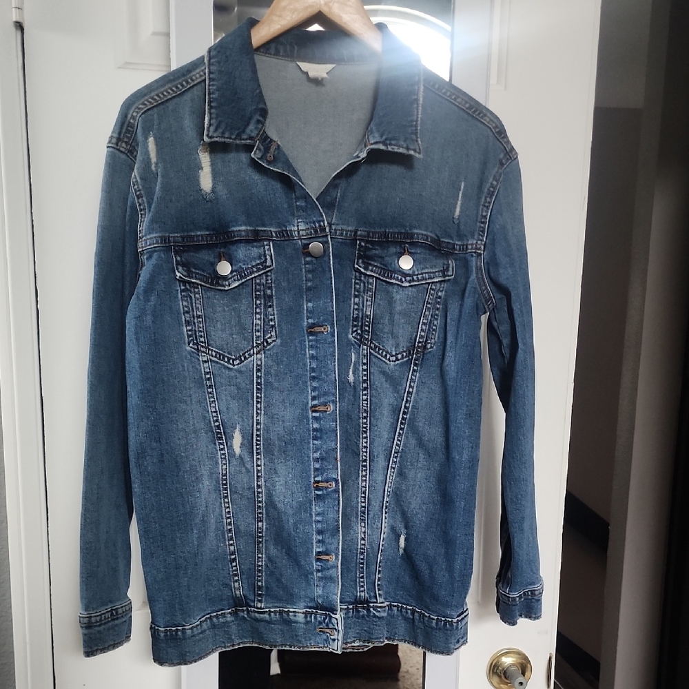 Caslon Blue Distressed Jean Jacket